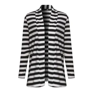 High Quality Autumn Striped Printed Elbow Patch Knitted Cardigan